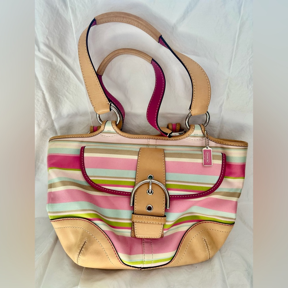 Large Vintage Coach Satchel - Legacy Poppy Stripe